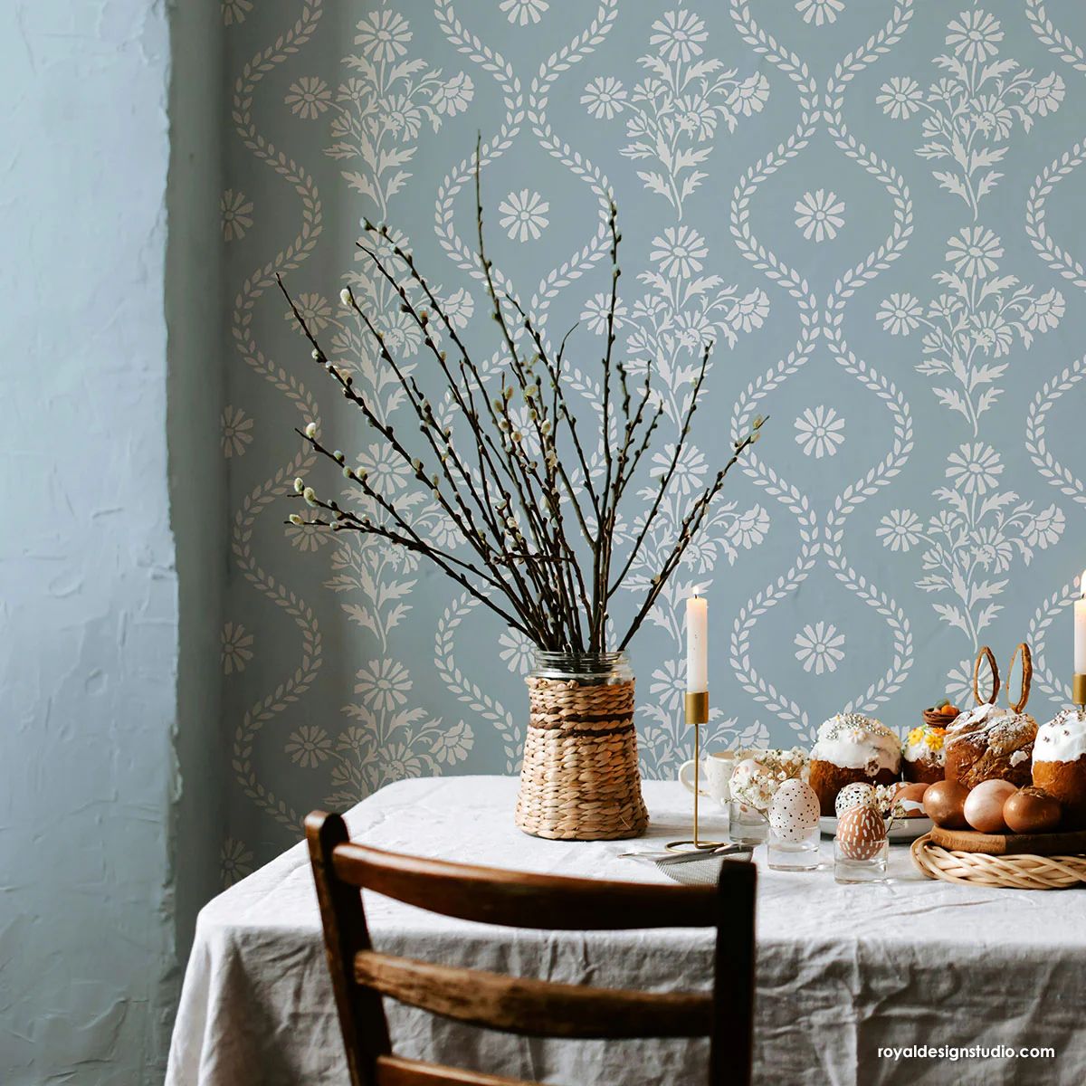 Summer Field Cottage Wall Stencil