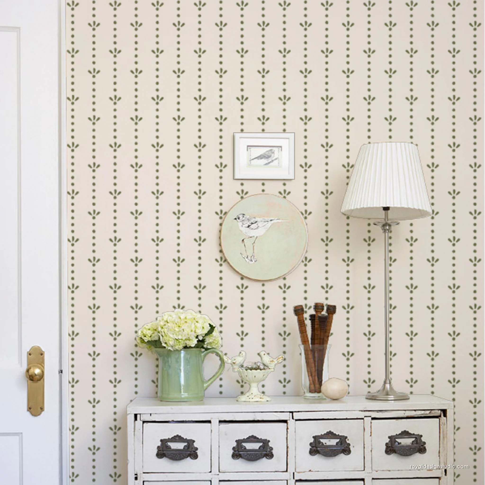 Dotty Stripe Wall Stencil Pattern
