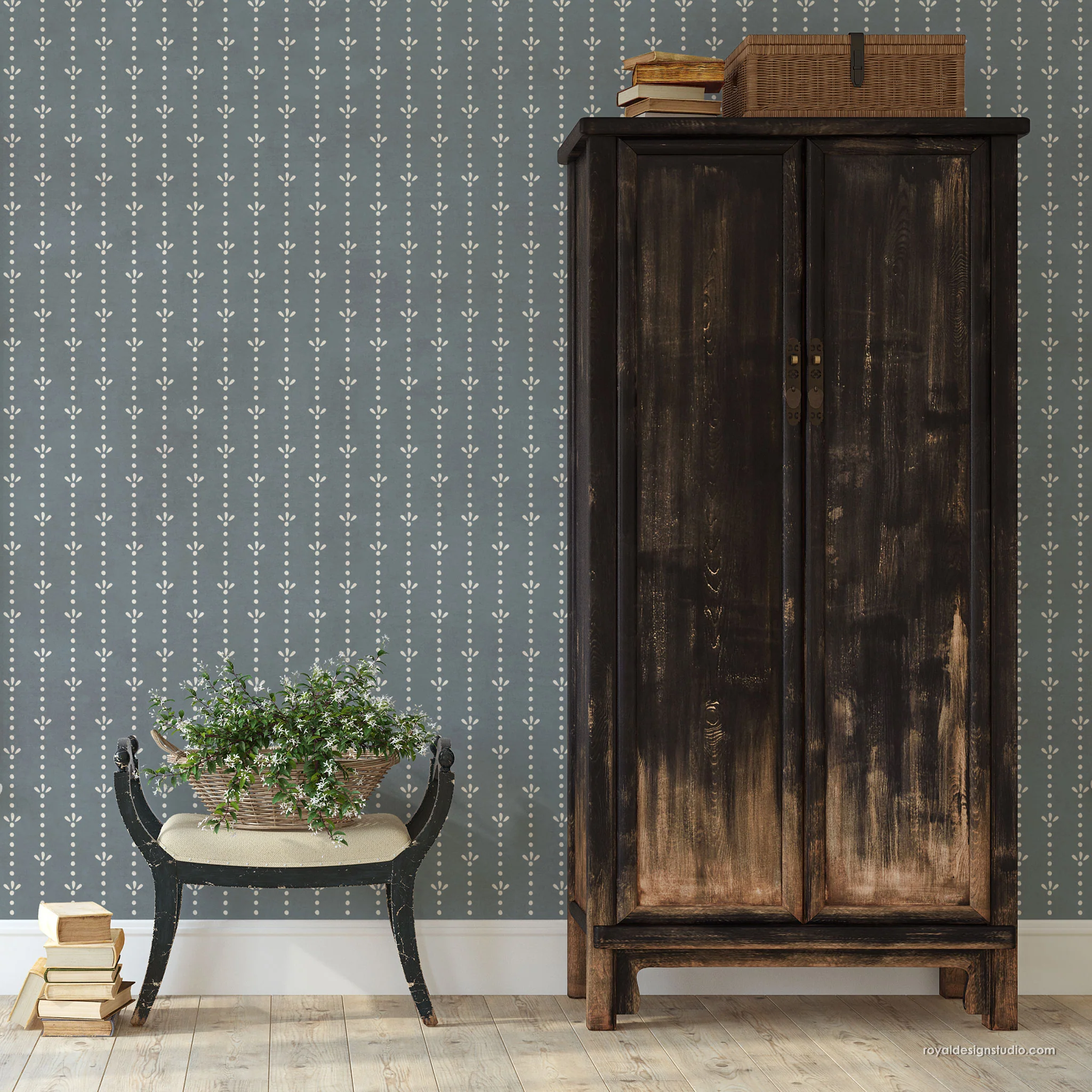 Dotty Stripe Wall Stencil Pattern